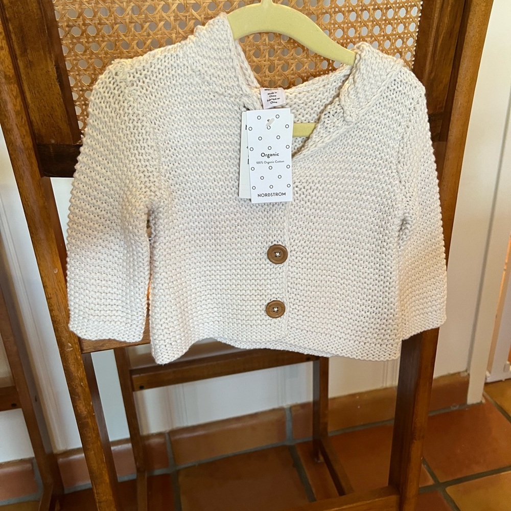 Nordstrom Ivory Organic Knit Baby Cardigan